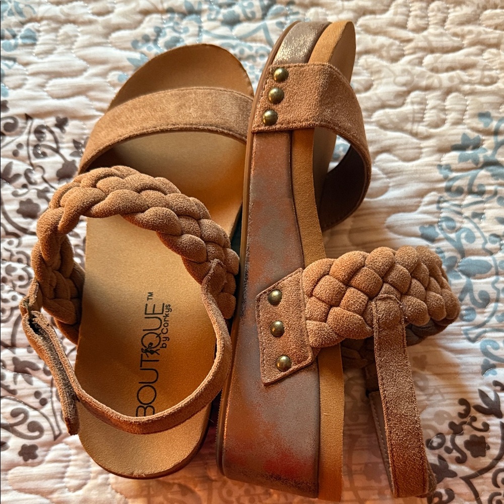 Corkys Tan Braided Sandals